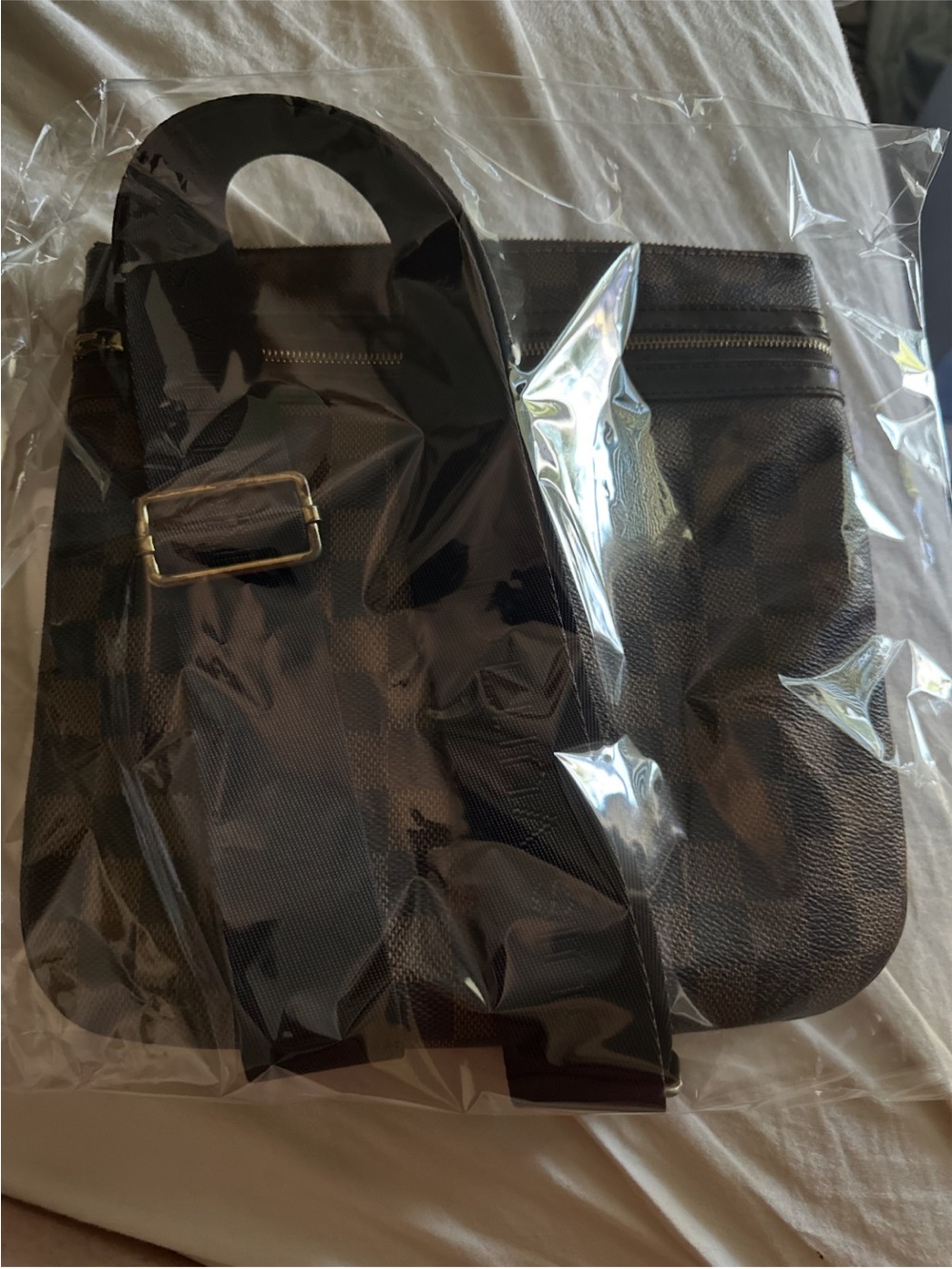 Louis Vuitton Black Crossbody Bag with Gold Hardware